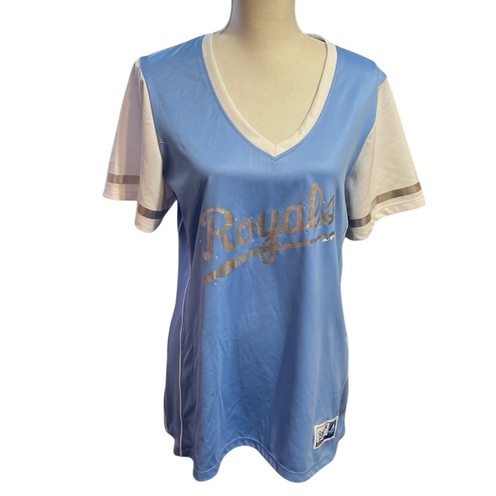 Majestic Cooperstown Kansas City Royals Womens Jersey 2X Spellout Baseball MLB